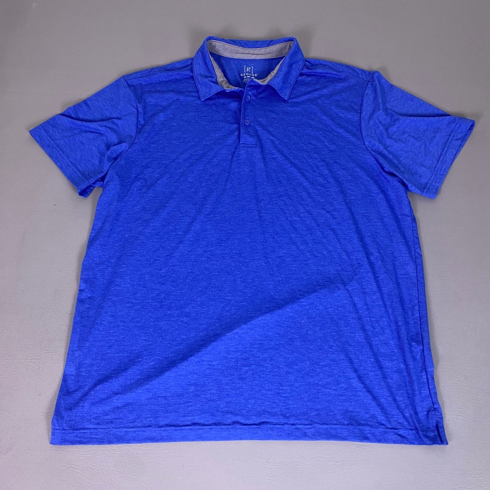 George Polo Shirt Men's Size XL Blue Heather‎ Short Sleeve Stretch Performance